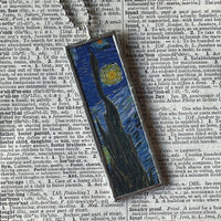 1 Starry Night, Vincent Van Gogh, post-Impressionism, upcycled to hand soldered glass pendant