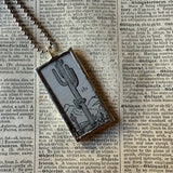Cactus, vintage botanical dictionary illustration, upcycled to soldered glass pendant