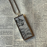 Cat, Kitten, Kitty, vintage children's book illustrations, up-cycled to soldered glass pendant