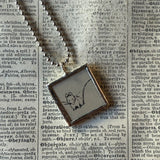 Little white mouse, vintage children's book illustrations, up-cycled to soldered glass pendant