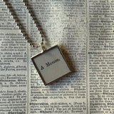 Little white mouse, vintage children's book illustrations, up-cycled to soldered glass pendant