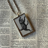 Gorey - Cat  Vintage book illustrations, hand-soldered glass pendant