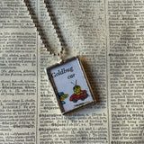Goldbug car, vintage chidlren's book illustrations, up-cycled to soldered glass pendant
