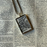 Carolina Poplar, Sequoia tree vintage field guide illustrations, up-cycled to hand-soldered glass pendant