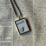 Ant bus, great bug, vintage chidlren's book illustrations, up-cycled to soldered glass pendant