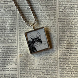Gorey - Cat  Vintage book illustrations, hand-soldered glass pendant