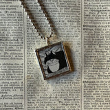 Gorey - Cat  Vintage book illustrations, hand-soldered glass pendant