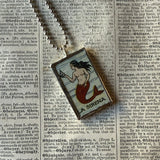 Mermaid / Cupid, vintage Loteria card illustrations, up-cycled to soldered glass pendant