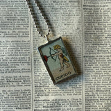 Mermaid / Cupid, vintage Loteria card illustrations, up-cycled to soldered glass pendant
