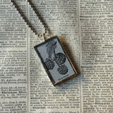 Raspberry, vintage botanical dictionary illustration, upcycled to soldered glass pendant