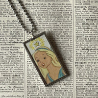 Pinocchio, vintage illustrations, up-cycled to soldered glass pendant