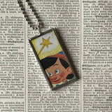 Pinocchio, vintage illustrations, up-cycled to soldered glass pendant