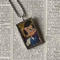 Pinocchio, vintage illustrations, up-cycled to soldered glass pendant