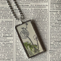 Dandelions, vintage illustrations up-cycled to soldered glass pendant