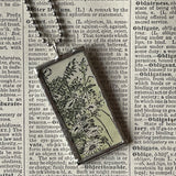 Dandelions, vintage illustrations up-cycled to soldered glass pendant