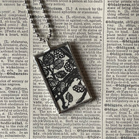 1 Black cat, kitten, kitty, vintage children's book illustrations up-cycled to soldered glass pendant
