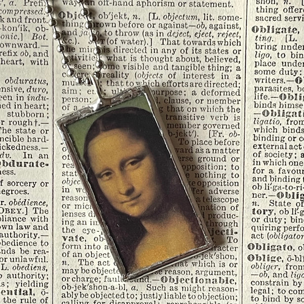 1 Mona Lisa, upcycled to hand soldered glass pendant
