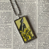 Madeline and Ms. Clavel, original illustrations from 1970s vintage book, up-cycled to soldered glass pendant