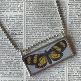 Butterfly, princess, vintage illustrations, up-cycled to hand-soldered glass pendant