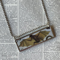 1 Bat, natural history illustration, up-cycled to hand-soldered glass pendant