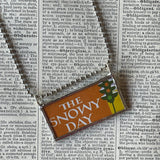 The Snowy Day, vintage children's book illustration, hand-soldered glass pendant