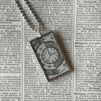 Compass, Tide chart, vintage dictionary illustrations, up-cycled to soldered glass pendant