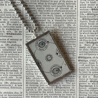 Compass, Tide chart, vintage dictionary illustrations, up-cycled to soldered glass pendant