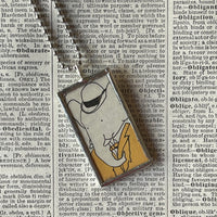 Babar, original vintage 1960s book illustrations, upcycled to soldered glass pendant