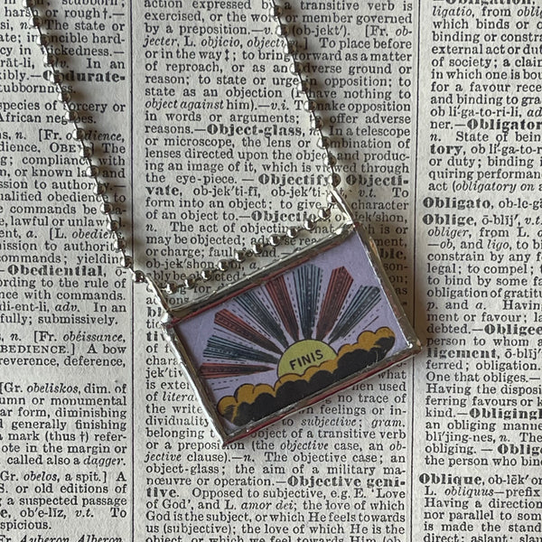 Momento mori, victorian funeral graphics, vintage illustrations up-cycled to soldered glass pendant