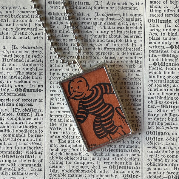 1 Vintage Monopoly, Get out of Jail Free card, upcycled to soldered hand-soldered glass pendant 