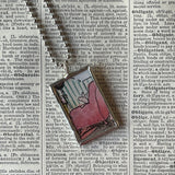 Winnie the Pooh, Piglet, book, up-cycled to hand-soldered glass pendant