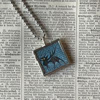 1 Bats - Vintage children's book illustrations up-cycled to soldered glass pendant