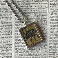 Spiders, vintage illustrations, up-cycled to soldered glass pendant