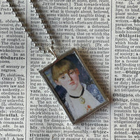 1 Renoir, Bar at the Follies Bergere, French impressionist painting, upcycled to soldered glass pendant