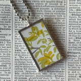 1 Yellow warbler bird - vintage illustrations up-cycled to soldered glass pendant