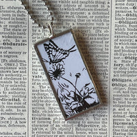 Ferdinand, vintage children's book illustrations, up-cycled to soldered glass pendant