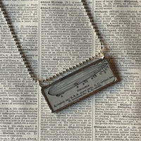Dirigible, Zeppelin, vintage illustration up-cycled to hand-soldered glass pendant