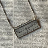 Dirigible, Zeppelin, vintage illustration up-cycled to hand-soldered glass pendant
