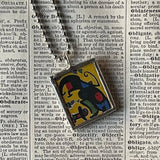 1 Miro - modernist abstract painting, upcycled to soldered glass pendant