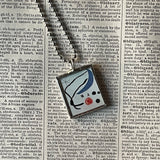Miro - modernist abstract painting, upcycled to soldered glass pendant