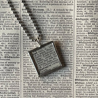 1 Toad, vintage 1930s dictionary illustration, up-cycled to hand-soldered glass pendant