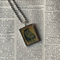 1 Monsters, vintage comic book illustration, upcycled to soldered glass pendant