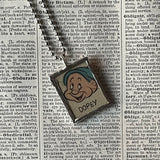 Snow White, Dopey, vintage illustrations, up-cycled to soldered glass pendant