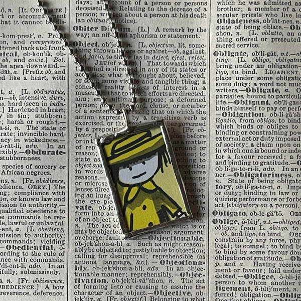 Madeline, original illustrations from 1970s vintage book, up-cycled to soldered glass pendant