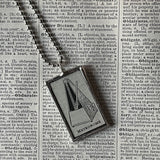 1 Metronome - vintage 1930s dictionary illustration, up-cycled to soldered glass pendant