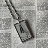 Metronome - vintage 1930s dictionary illustration, up-cycled to soldered glass pendant