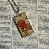 Hot Stuff the Devil, vintage 1970s comic illustration, upcycled to soldered hand-soldered glass pendant