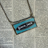 Black Jack gum - vintage candy wrapper up-cycled to soldered glass pendant