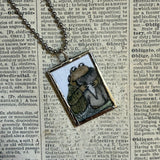 Frog and Toad, vintage children's book illustrations, up-cycled to soldered glass pendant
