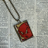 Hot Stuff the Devil, vintage 1970s comic illustration, upcycled to soldered hand-soldered glass pendant